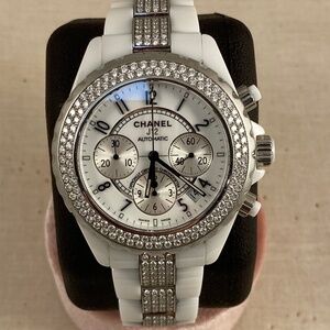 CHANEL J12 Diamond White Ceramic 41mm Ladies Watch  with Paperwork